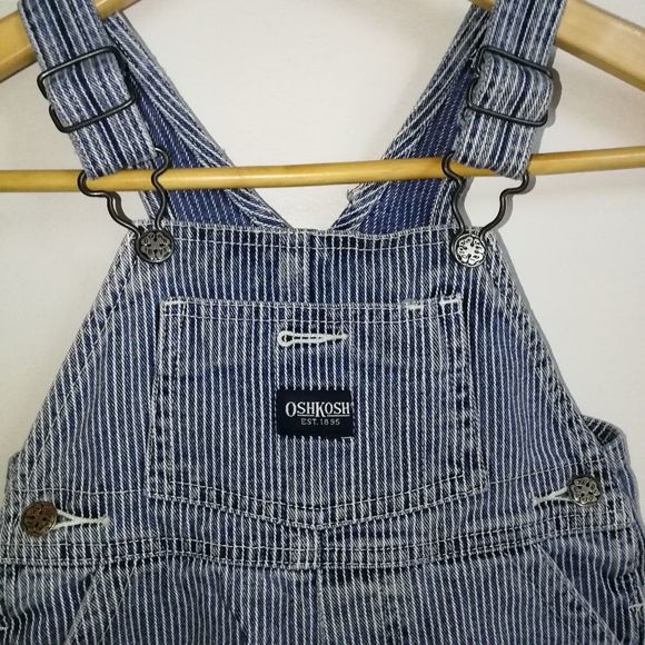 KID VINTAGE OSHKOSH Cotton Jeans Light Wash Overalls Size 18M - Picture 3 of 10